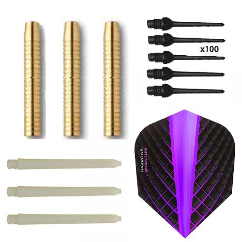 Pack Juego Dardos Eco Brass 2ba Purple + 100 Puntas