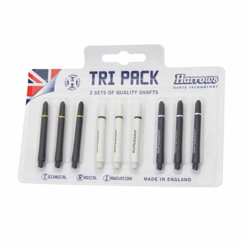 Canas Tri Pack Harrows Darts Supergrip Pro Shaft Médio Branco/preto