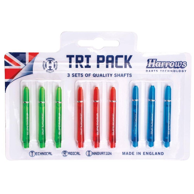 Canne Tri Pack Harrows Darts Supergrip Pro Shaft Medium Colors 1