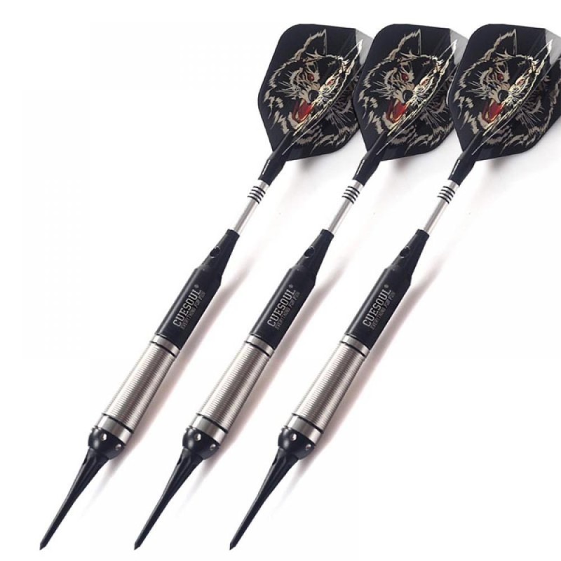 Dardos Cuesoul Darts Sky Wolf Black Silver 18g Brass  Fbt2 F2201