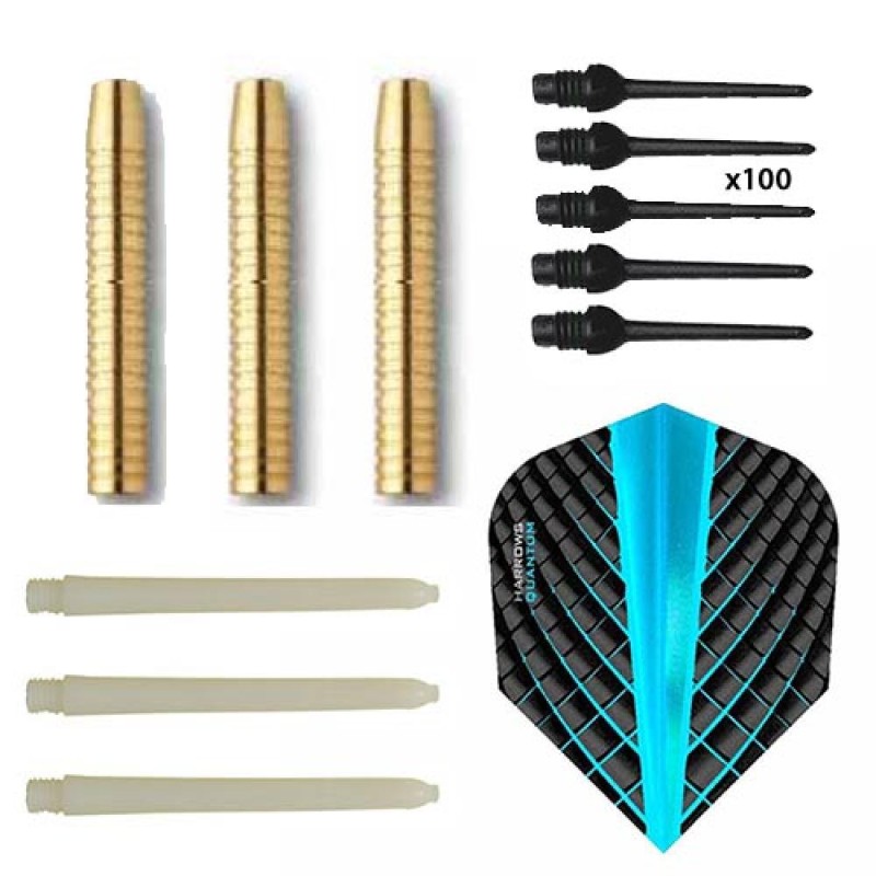 Pacco Gioco Darts Eco Brass 2ba Aqua + 100 Punti