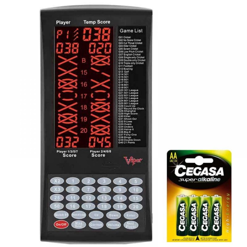 Marcador Viper Proscore Darts Scorer + 4 Pilas Cegasa