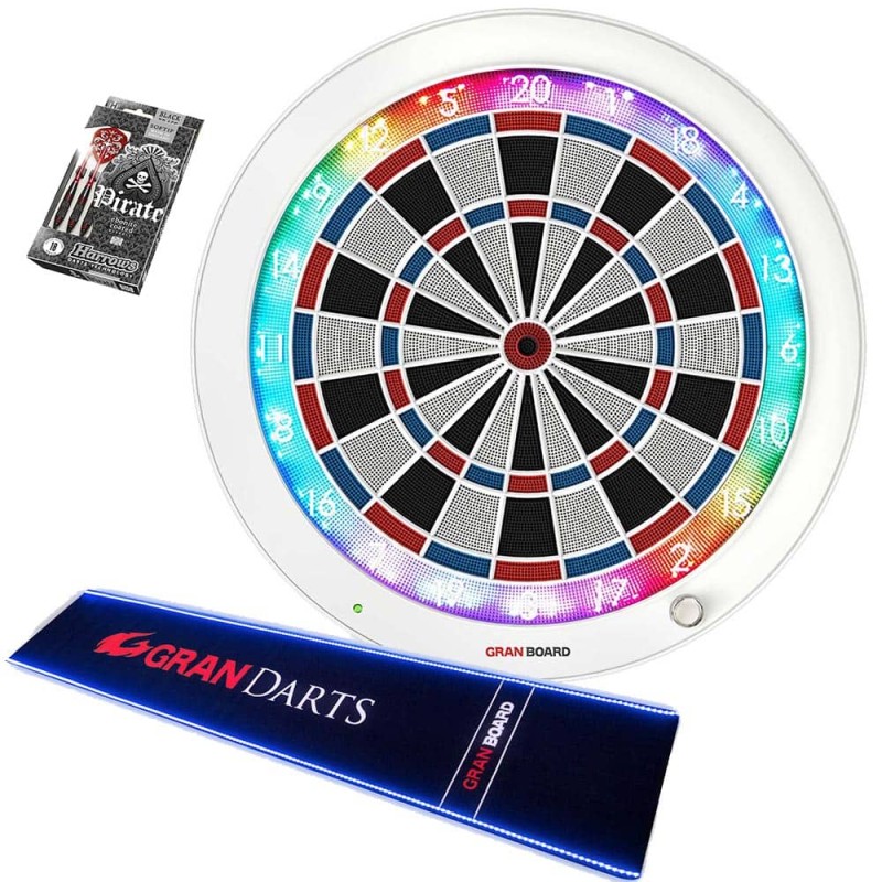 Pack Diana Eletrônica Branca Granboard3s + Led Mat + Darts