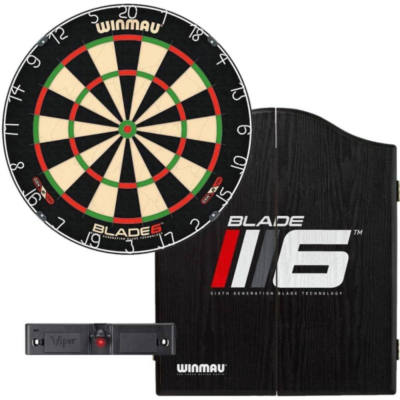 Je vous en prie Winmau Blade 6 Dartboard + Armoire + Lecteur laser