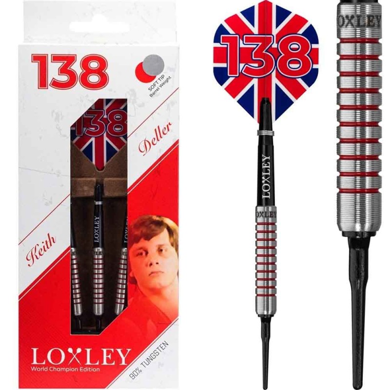 Les fléchettes Loxley Darts Keith Deller 17g 90% pointe plastique