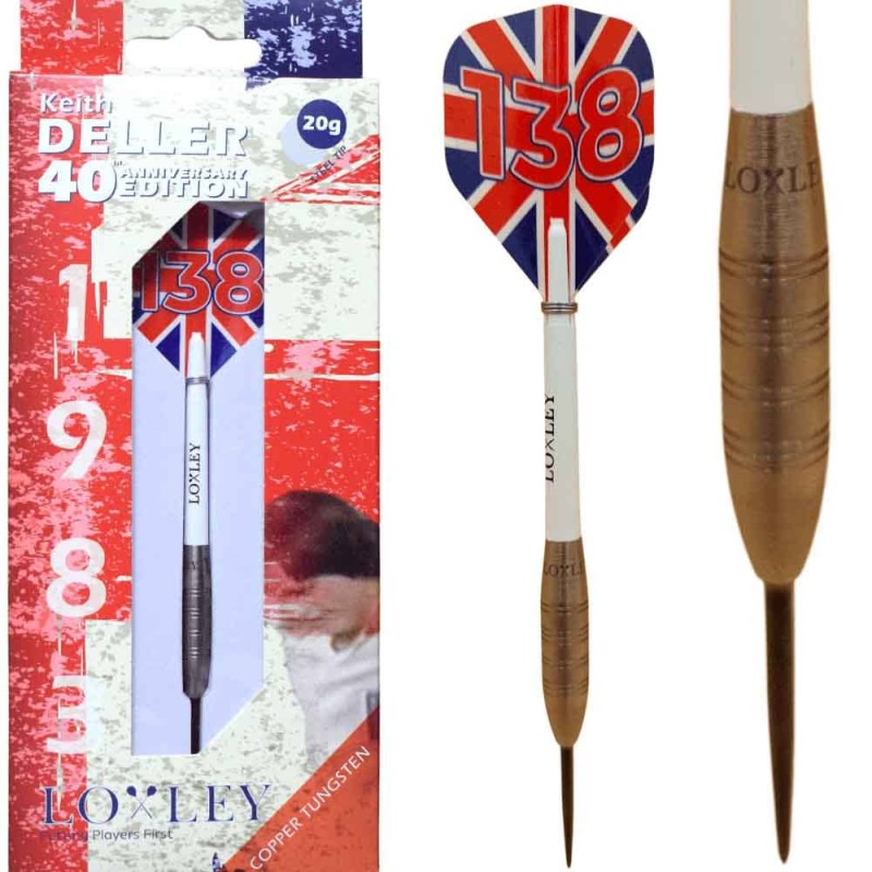 Dardo Loxley Darts Keith Deller 40th 20g 90% punta d'acciaio