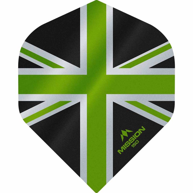 Plumas Mission Darts No2 Std Alliance Union Jack Negro Verde 150 F3135