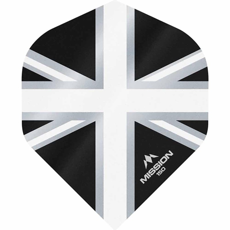 Piume Mission Darts No2 Std Alliance Union Jack Nero Bianco 150 F3136