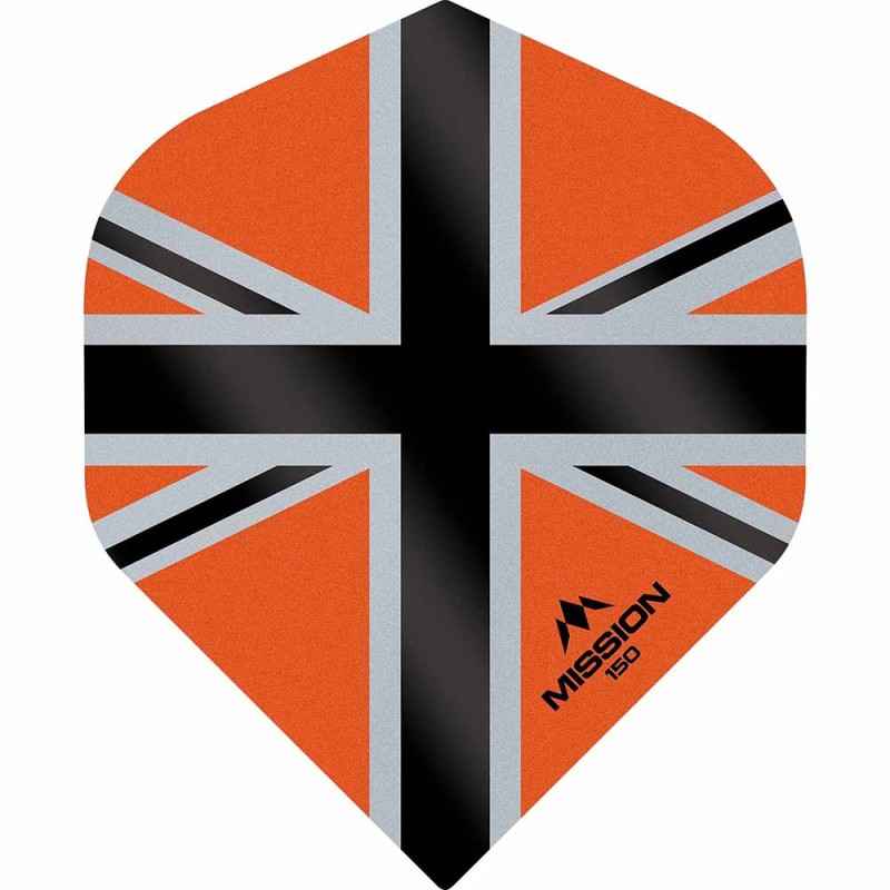 Piume Mission Darts No2 Std Alliance-x Union Jack Nero Arancio 150 F3138