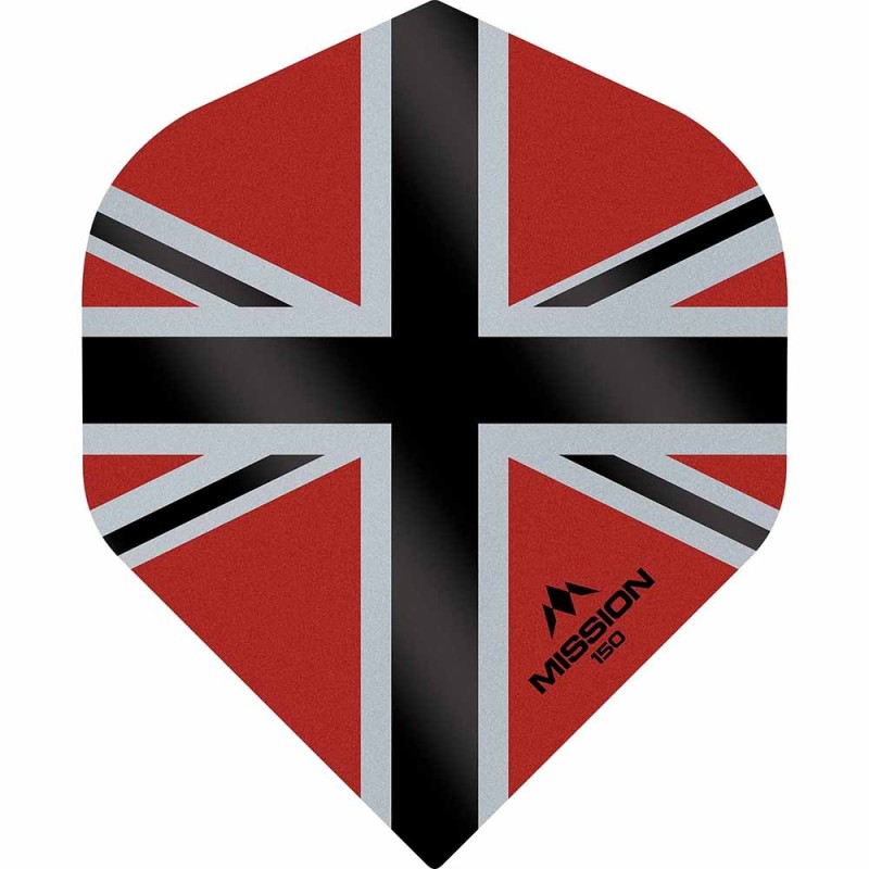 Plumas Mission Darts No2 Std Alliance-x Union Jack Negro Rojo 150 F3139