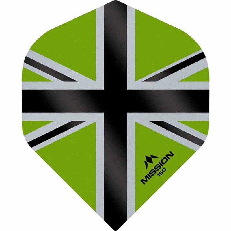 Plumas Mission Darts No2 Std Alliance-x Union Jack Negro Verde 150 F3140