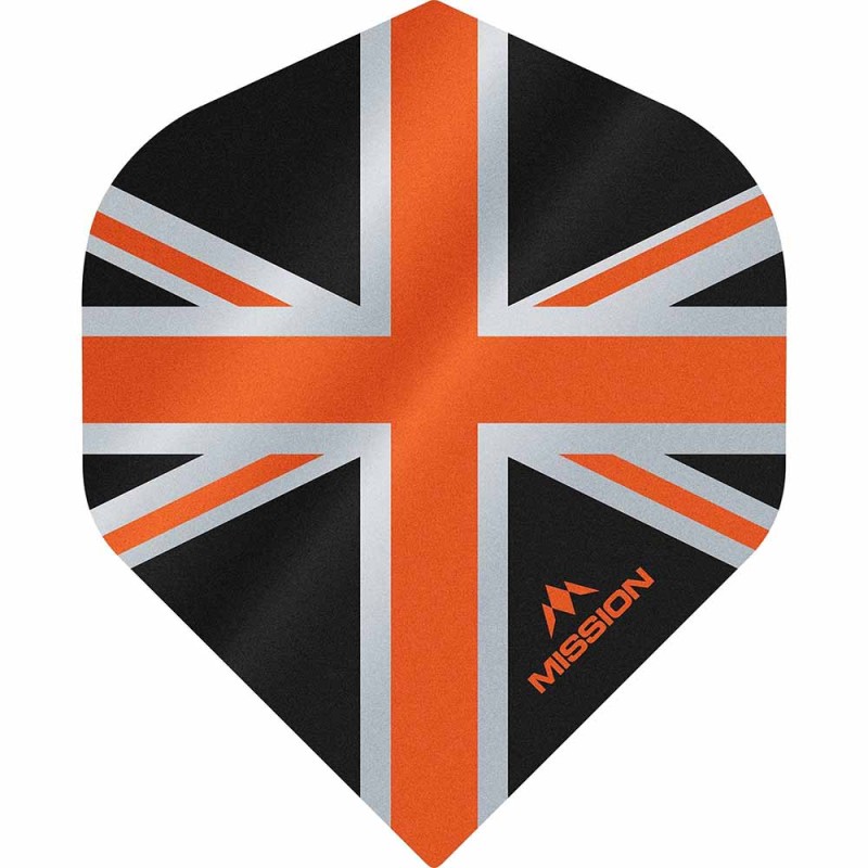 Plumas Mission Darts No2 Std Alliance Union Jack Negro Naranja F3084