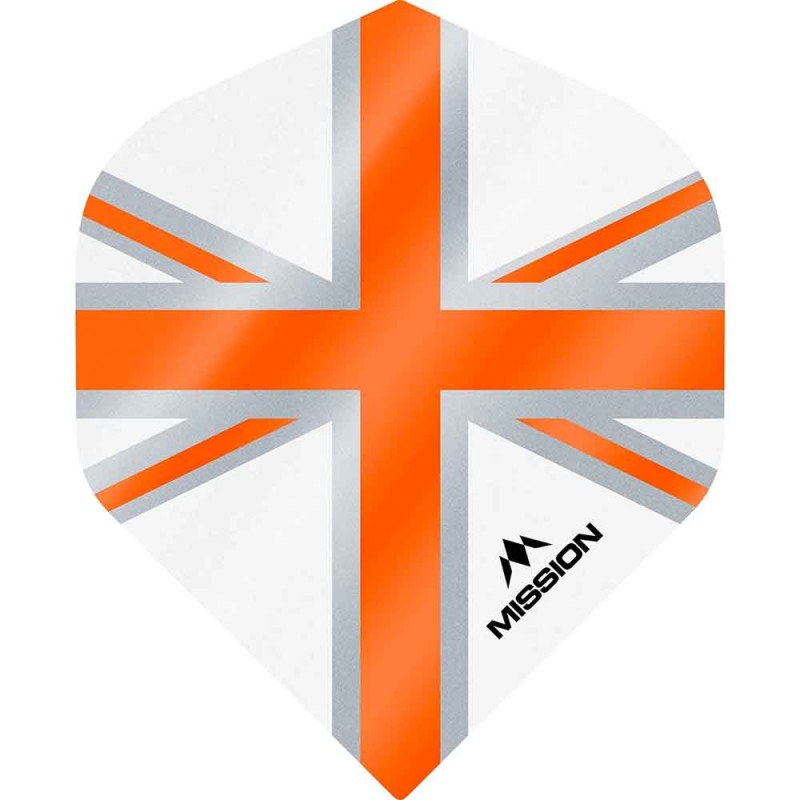 Plumas Mission Darts No2 Std Alliance Union Jack Blanco Naranja F3129