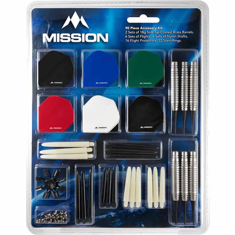 Pack Dardos Accessory Kit 90 Mission Darts Punta Plastico Bx134