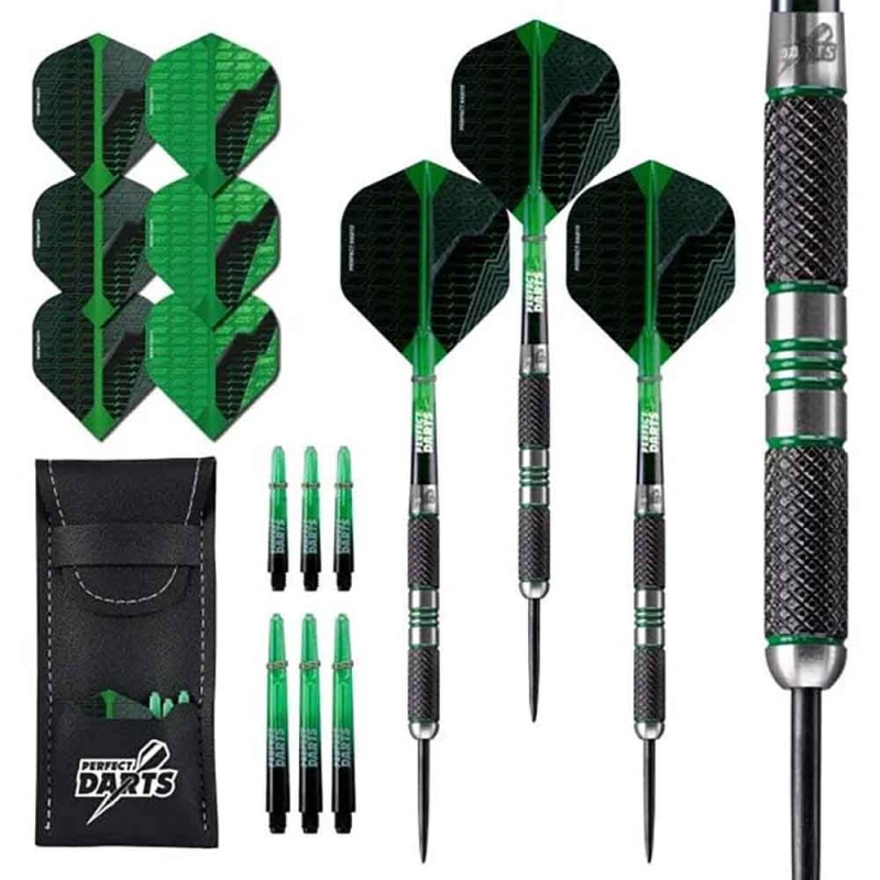 Dardo Perfect Darts Black Grenade Knurled Negro Verde 90% 24g D3566