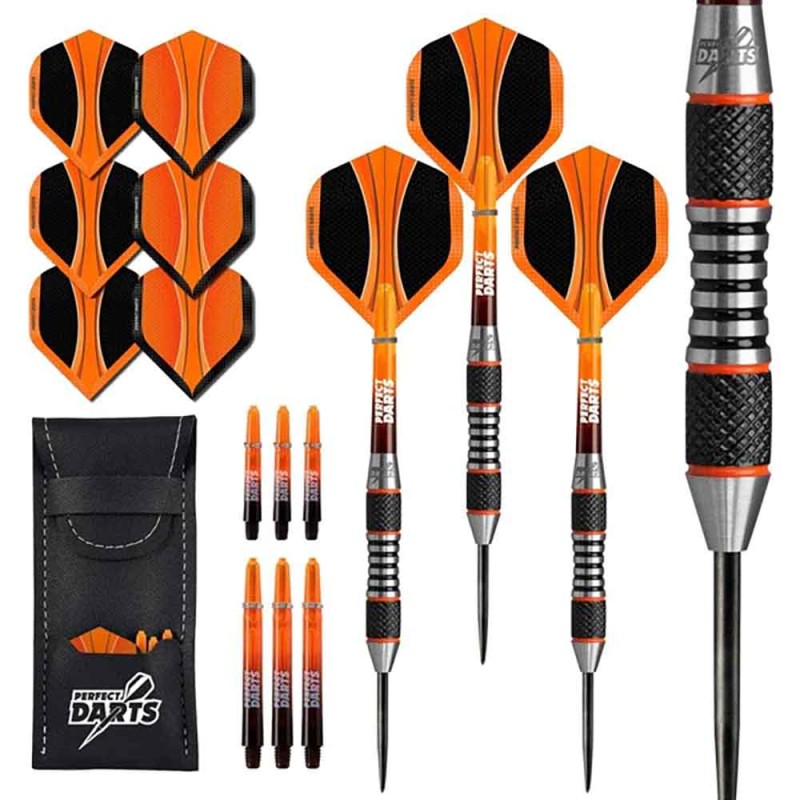 Dardo Perfect Darts Solarfox 4 Knurled Nero Arancio 90% 26g D3554