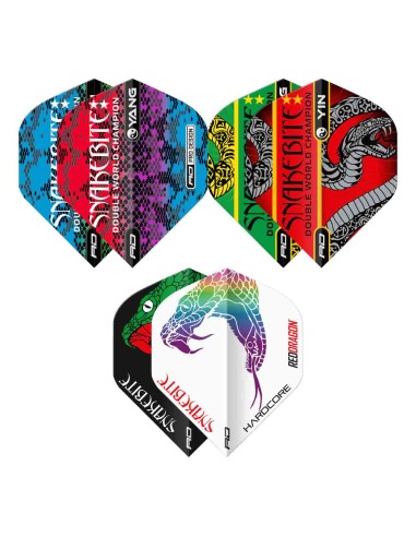 Plumas Flights Red Dragon Snakebite Yin Yang 2 Sets 6 Penas X859