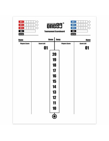 Pizarra One80 Tournament Scoreboard 60x30cm 3357